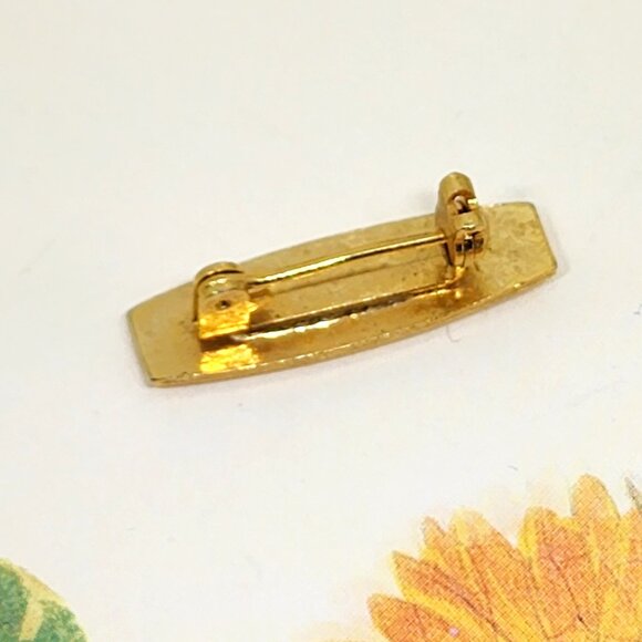 Vintage Men's Gold Finish Black Yellow Red Modern Style Bar Lapel Suit Pin - Picture 6 of 7